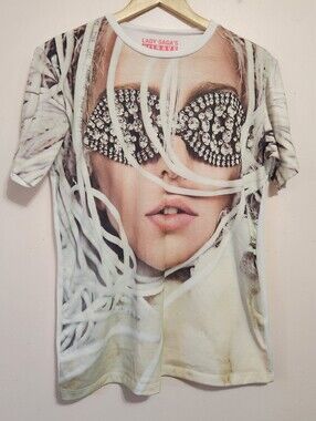 Lady Gaga artRAVE The ARTPOP Ball 2014 Tour T-Shirt Bedazzled Glasses Graphic M